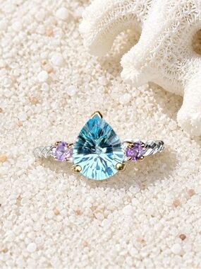 NEW! Topaz & Amethyst 925 Sterling Silver Ring